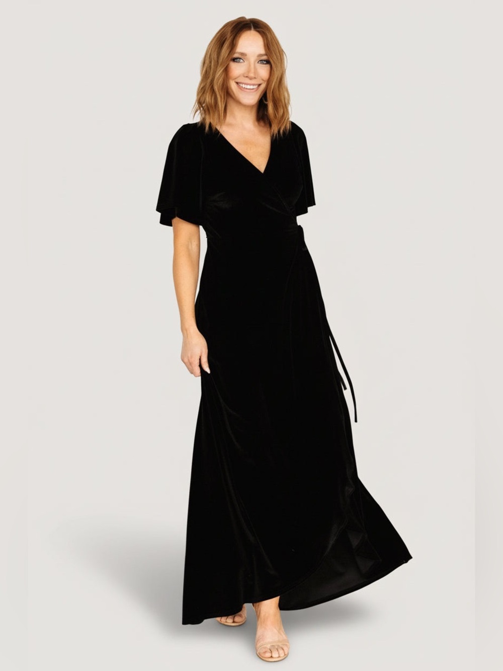 Baltic Born Katelyn Velvet Black Maxi Wrap Dress size 3XL